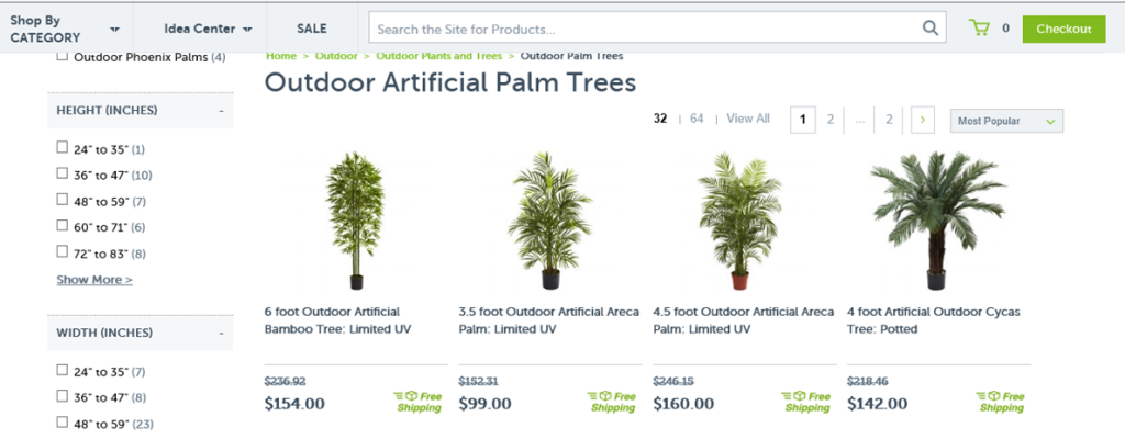 Artificial palm trees for sale